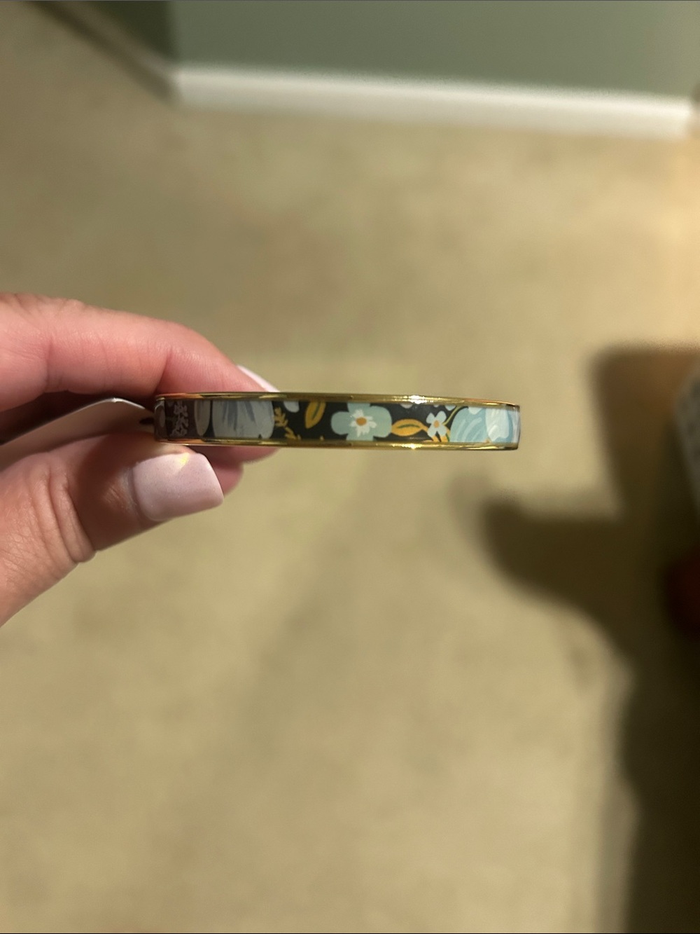 Rifle Paper Co. Gold-Tone Floral Enamel Bangle in Black and Light Blue